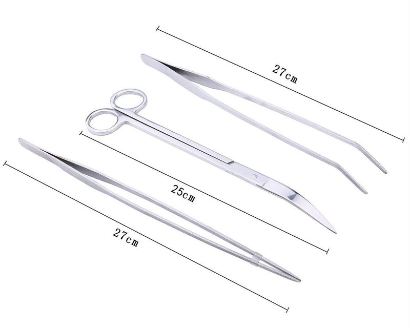 FEITA Aquarium Tweezer Set - FEITA Long Stainless Steel Curved & Straight Aquarium Feeding Tweezers Scissors Maintenance Tools Kit (3 Pcs) - Image 2